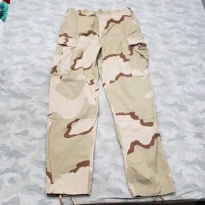 Vintage Army Pants Mens Large Long Tan Desert Camo Wind Resistant Unicor Ripstop
